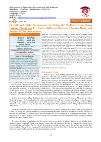Sakurab” Scallion Green Onion (Allium Fistulusom L.) Under Different Rates of Chicken Dung and Sources of Soil Amendment