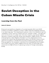Soviet Deception in the Cuban Missile Crisis