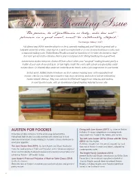 Summer Reading Issue, with Expanded Book Reviews, Classics You Might Have Missed Or May Enjoy Revisiting, and a Short Look at Forthcoming Austen-Related Offerings