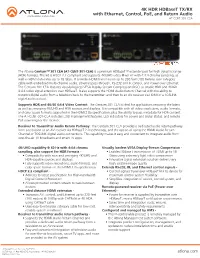 4K HDR Hdbaset TX/RX with Ethernet, Control, Poe, and Return Audio AT-CENT-301-CEA