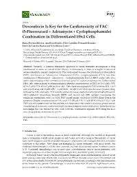 5-Fluorouracil + Adriamycin + Cyclophosphamide) Combination in Differentiated H9c2 Cells