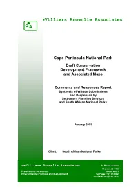 Cape Peninsula National Park Draft Conservation Development Framework and Associated Maps