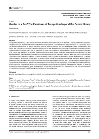 Gender in a Box? the Paradoxes of Recognition Beyond the Gender Binary