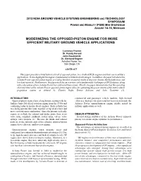 Modernizing the Opposed-Piston Engine for More Efficient Military Ground Vehicle Applications