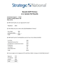 Nevada GOP Primary US Senate Poll Results