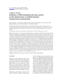 Original Article Inhibition of P53-Mediated Cell Cycle Control As the Determinant in Dedifferentiated Liposarcomas Development