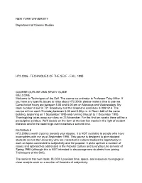 Techniques of the Self - Fall 1995