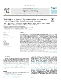 The Last Forests on Antarctica: Reconstructing ﬂora and Temperature from the Neogene Sirius Group, Transantarctic Mountains ⇑ Rhian L