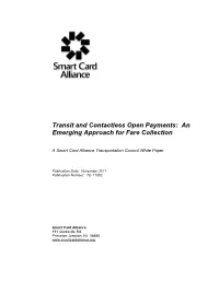 Transit and Contactless Open Payments: an Emerging Approach for Fare Collection