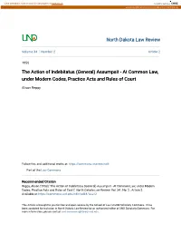 Assumpsit - at Common Law, Under Modern Codes, Practice Acts and Rules of Court