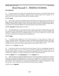 Bowl Round 5 – MIDDLE SCHOOL First Quarter