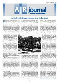 British Politicians Misuse the Holocaust Ometimes It Almost Seems As If an Investigation Into the Incident