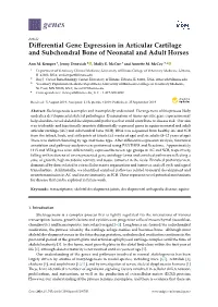 Differential Gene Expression in Articular Cartilage and Subchondral