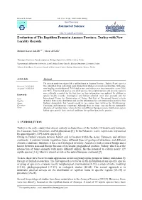 Journal of Science Evaluation of the Reptilian Fauna in Amasya Province, Turkey with New Locality Records