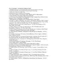 List of Aerospace / Aeronautical Colleges in India 1. Siddhartha Institute of Aeronautical Engineering and Information Technology 2