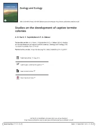 Studies on the Development of Captive Termite Colonies