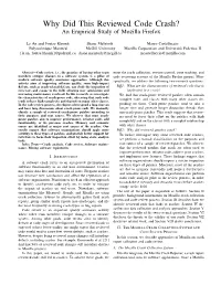 Why Did This Reviewed Code Crash? an Empirical Study of Mozilla Firefox