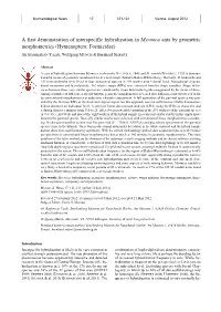 A First Demonstration of Interspecific Hybridization in Myrmica Ants by Geometric Morphometrics (Hymenoptera: Formicidae)
