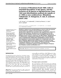 A Revision of Rhizobium Frank 1889, with an Emended Description of The