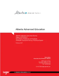 Alberta Graduate Outcomes Survey Class of 2013/2014 Quantitative Fieldwork and Analysis Graduate Outcomes Survey Technical Report