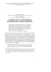 Constructing and Rethinking Montenegrin National Identity