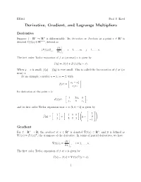 Derivative, Gradient, and Lagrange Multipliers