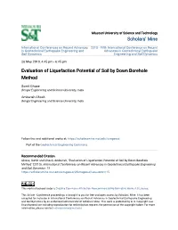 Evaluation of Liquefaction Potential of Soil by Down Borehole Method