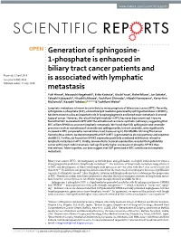 Generation of Sphingosine-1-Phosphate Is Enhanced in Biliary Tract Cancer Patients and Is Associated with Lymphatic Metastasis