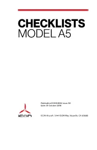 ICON A5 Checklists Issue A0