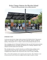 Solar Charge Station for Hayden Island a Bike/Car Sharing Proposal Using Existing Operators