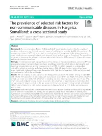 The Prevalence of Selected Risk Factors for Non-Communicable Diseases in Hargeisa, Somaliland: a Cross-Sectional Study Soheir H