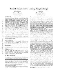 Towards Value-Sensitive Learning Analytics Design