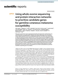Using Whole-Exome Sequencing and Protein Interaction Networks To