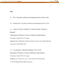 (1) Title: Gas-Phase Oxidation and Disproportionation of Nitric Oxide