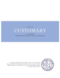2016 CUSTOMARY on Ordination, Reception and Transfer of Orders, and Licensure