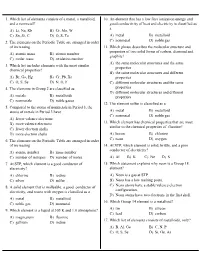 A) Li, Na, Rb B) Cr, Mo, W C) Sn, Si, C D) O, S, Te 1. Which List Of