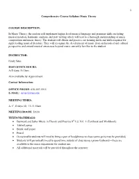 Comprehensive Course Syllabus-Music Theory COURSE