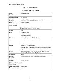 GAA Oral History Project Interview Report Form