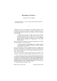 Knowledge As Evidence