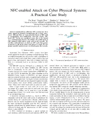 NFC-Enabled Attack on Cyber Physical Systems: a Practical Case Study