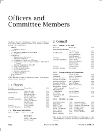Officers and Committee Members, Volume 48, Number 9