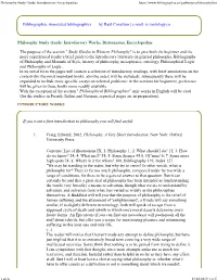 Philosophy Study Guide: Introductions Encyclopedias