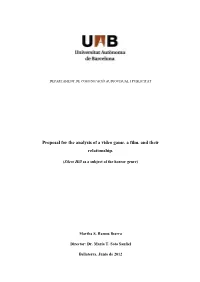 Proposal for the Analysis of a Video Game, a Film, and Their Relationship