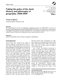 Taking the Pulse of the Dead: History and Philosophy of Geography, 2008