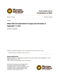 Where Was the Government? in Inquiry Into the Events of September 11, 2001