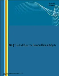 2014 Year End Report on Business Plans & Budgets