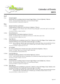 Calendar of Events 2021
