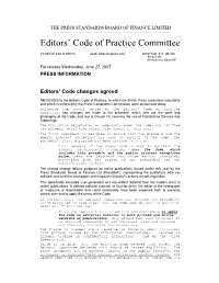 Editors' Code of Practice Committee
