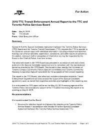 For Action 2018 TTC Transit Enforcement Annual Report to the TTC and Toronto Police Services Board