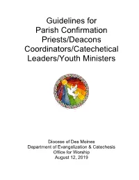 Guidelines for Parish Confirmation Priests/Deacons Coordinators/Catechetical Leaders/Youth Ministers